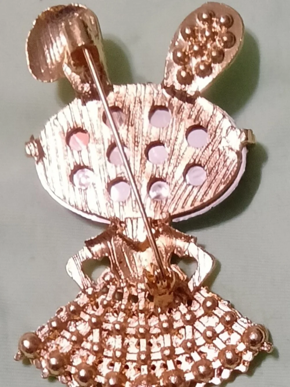 Crystal Bunny Brooch in Red and Gold - Fashion Jewelry